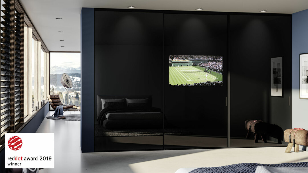 Sliding TV Door mit integriertem Flachbildschirm